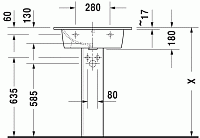Duravit Me by Starck Раковина подвесная прямоугольная с 1 отв 63x49x18h см, цвет: белый 2336630060