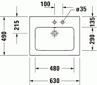 Duravit Me by Starck Раковина подвесная прямоугольная с 1 отв 63x49x18h см, цвет: белый 2336630060