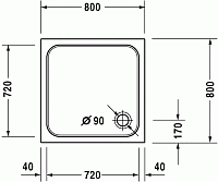 Duravit D-Code Душевой поддон 80х80x8,5h см, цвет: белый 720101000000000