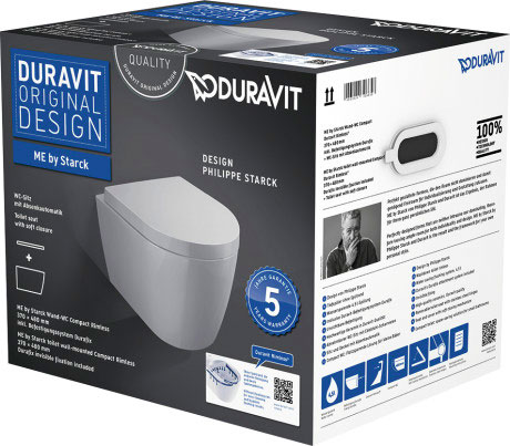 Duravit Me by Starck Унитаз подвесной 48х37 см., с сиденьем Rimless, цвет: белый глянцевый 45300900A1