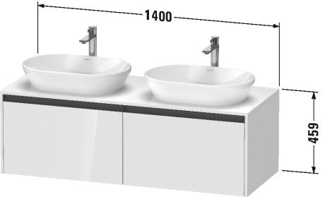 Duravit Ketho.2 Тумба под раковину слева 140x55x45,9h см, цвет: базальт мат. K24888L43430000