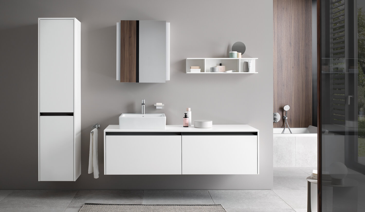 Duravit Ketho.2 Тумба под раковину слева 140x55x45,9h см, цвет: базальт мат. K24888L43430000