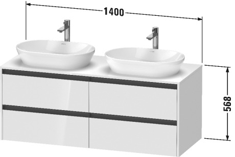 Duravit Ketho.2 Тумба под раковину слева 140x55x56,8h см, цвет: орех темн. K24898L21210000
