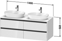 Duravit Ketho.2 Тумба под раковину слева 140x55x56,8h см, цвет: орех темн. K24898L21210000