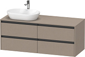 Duravit Ketho.2 Тумба под раковину слева с 4-мя ящ. 140x55x56,8h см, цвет: лен K24898L75750000