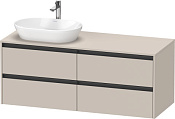 Duravit Ketho.2 Тумба под раковину слева 140x55x56,8h см, цвет: серо-коричневый мат. K24898L91910000