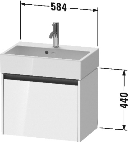 Duravit Ketho.2 Тумба под раковину с 1-им ящ. 58,4x39x44h см, цвет: графит мат. K25073049490000