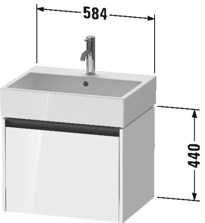 Duravit Ketho.2 Тумба под раковину с 1-им ящ. 58,4x46x44h см, цвет: графит мат. K25075049490000