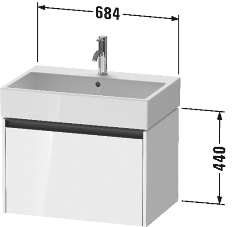 Duravit Ketho.2 Тумба под раковину с 1-им ящ. 68,4x46x44h см, цвет: графит мат. K25076049490000