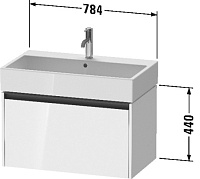 Duravit Ketho.2 Тумба под раковину с 1-им ящ. 78,4x46x44h см, цвет: белый глянц. K25077022220000