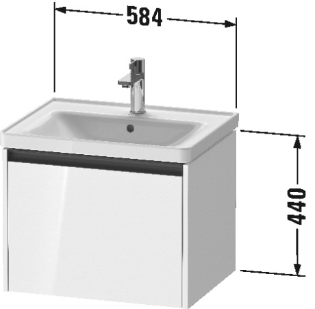 Duravit Ketho.2 Тумба под раковину с 1-им ящ. 58,4x45,5x44h см, цвет: дуб черный K25081016160000