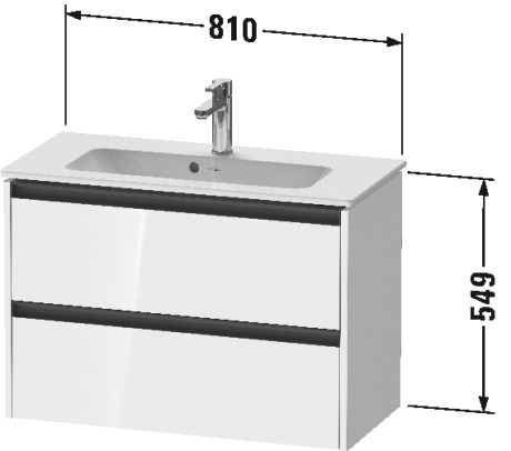 Duravit Ketho.2 Тумба под раковину с 2-мя ящ. 81x39x54,9h см, цвет: базальт мат. K25256043430000