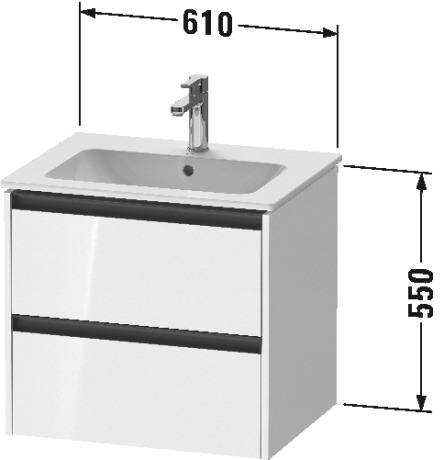Duravit Ketho.2 Тумба под раковину с 2-мя ящ. 61x48x55h см, цвет: графит супермат. K25262080800000