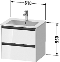 Duravit Ketho.2 Тумба под раковину с 2-мя ящ. 61x48x55h см, цвет: графит супермат. K25262080800000