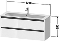 Duravit Ketho.2 Тумба под раковину с 2-мя ящ. 121x48x55h см, цвет: графит супермат. K25265080800000