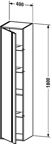 Duravit Ketho Шкаф подвесной 50х36х180h см, цвет: белый глянцевый KT1265L2222