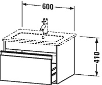 Duravit Ketho Тумба под раковину подвесная с 1-им ящ. 60x47,5x41h см, цвет: белый глянц. KT641802222