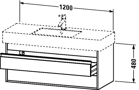 Duravit Ketho Тумба под раковину подвесная с 2-мя ящ. 120x45,5x48h см, цвет: графит мат. KT664204949