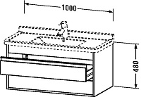 Duravit Ketho Тумба под раковину подвесная с 2-мя ящ. 100x45,5x48h см, цвет: графит мат. KT664504949