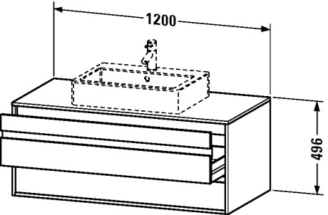 Duravit Ketho Тумба под раковину с 2-мя ящ. 120x55x49,6h см, цвет: бетонно-серый мат. KT665600707