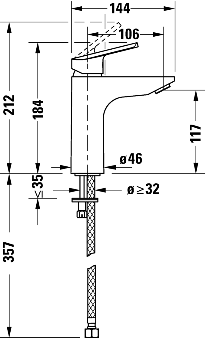 Duravit No.1 Смеситель для раковины М MinusFlow, без донного клапана, цвет: хром N11022002010