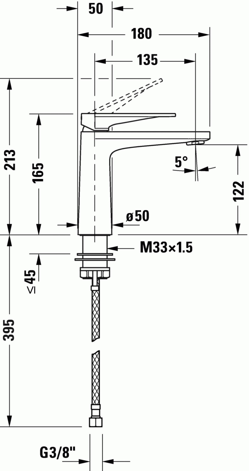 Duravit Tulum Смеситель для раковины М FreshStart, без донного клап., цвет: черный мат. TU1021002046