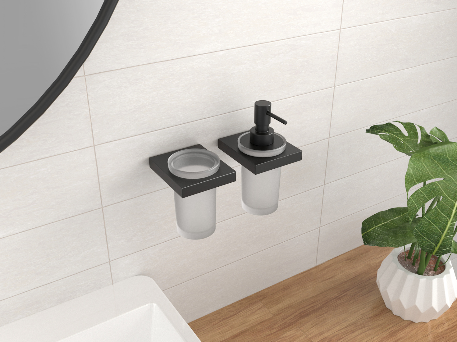 Timo Petruma Дозатор для жидкого мыла, подвесной, стеклянная колба, цвет: черный матовый 15239/03