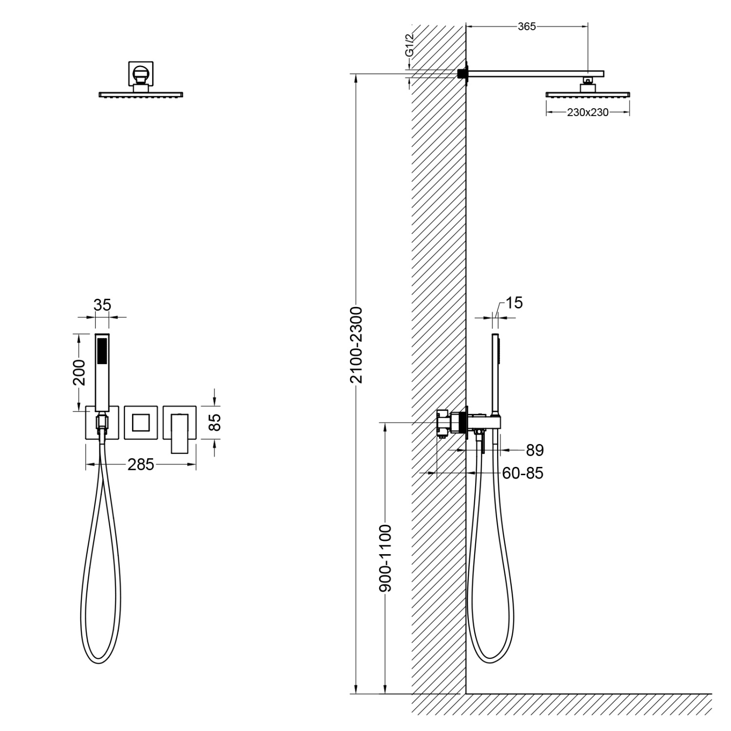 Timo Selene Душевой комплект встраиваемый, цвет: золото матовое SX-2169/17SM