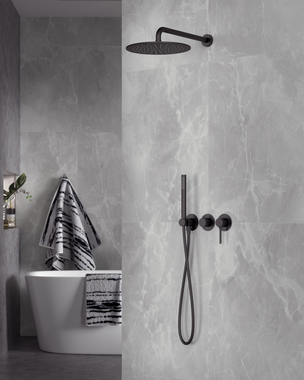 Timo Saona Душевой комплект встраиваемый, цвет: черный матовый SX-2349/03SM