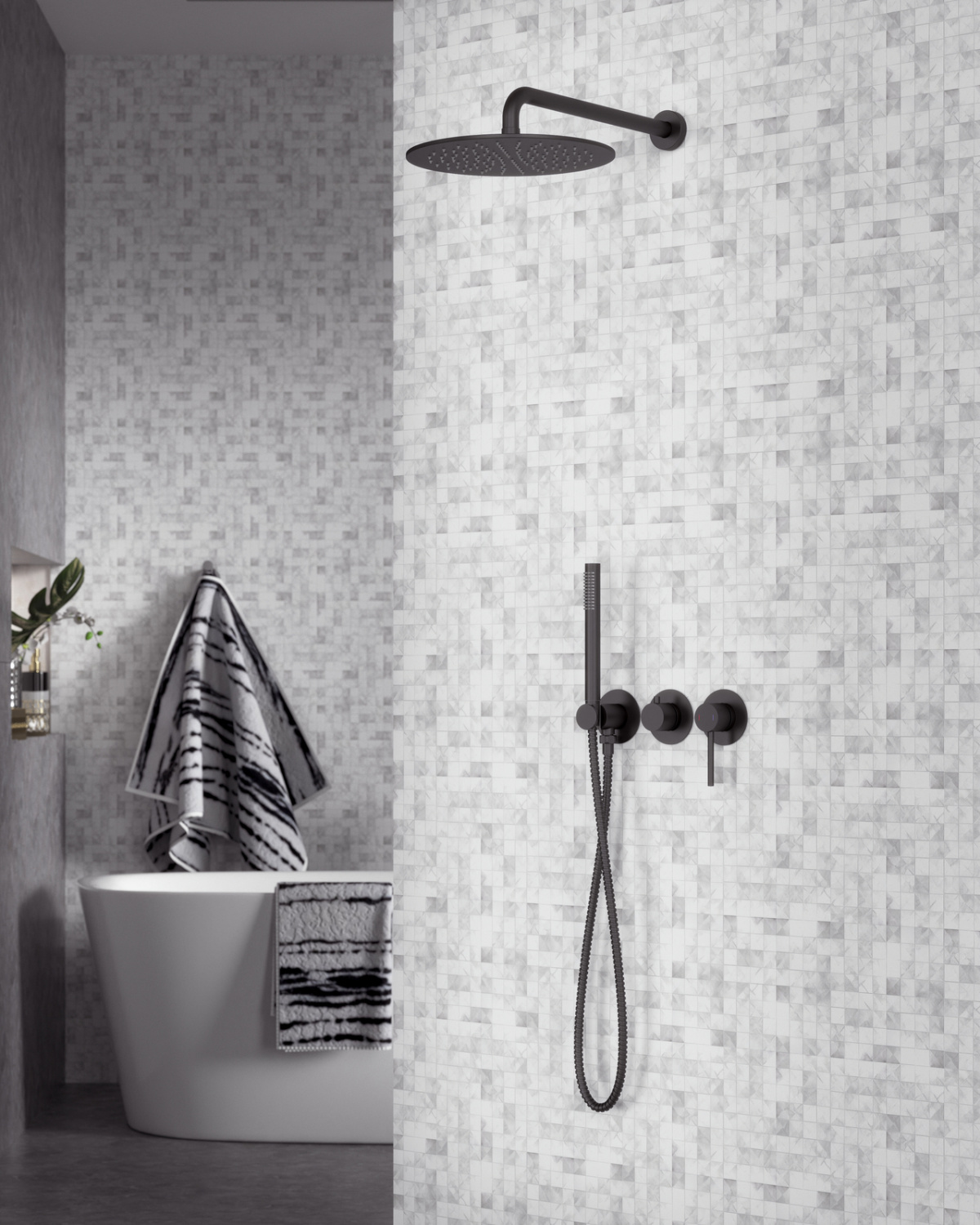 Timo Saona Душевой комплект встраиваемый, цвет: черный матовый SX-2349/03SM