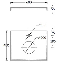 Kerama Marazzi Canaletto Столешница для накладных раковин 60x48x5,5h см, цвет: серый CN60.SG560702R
