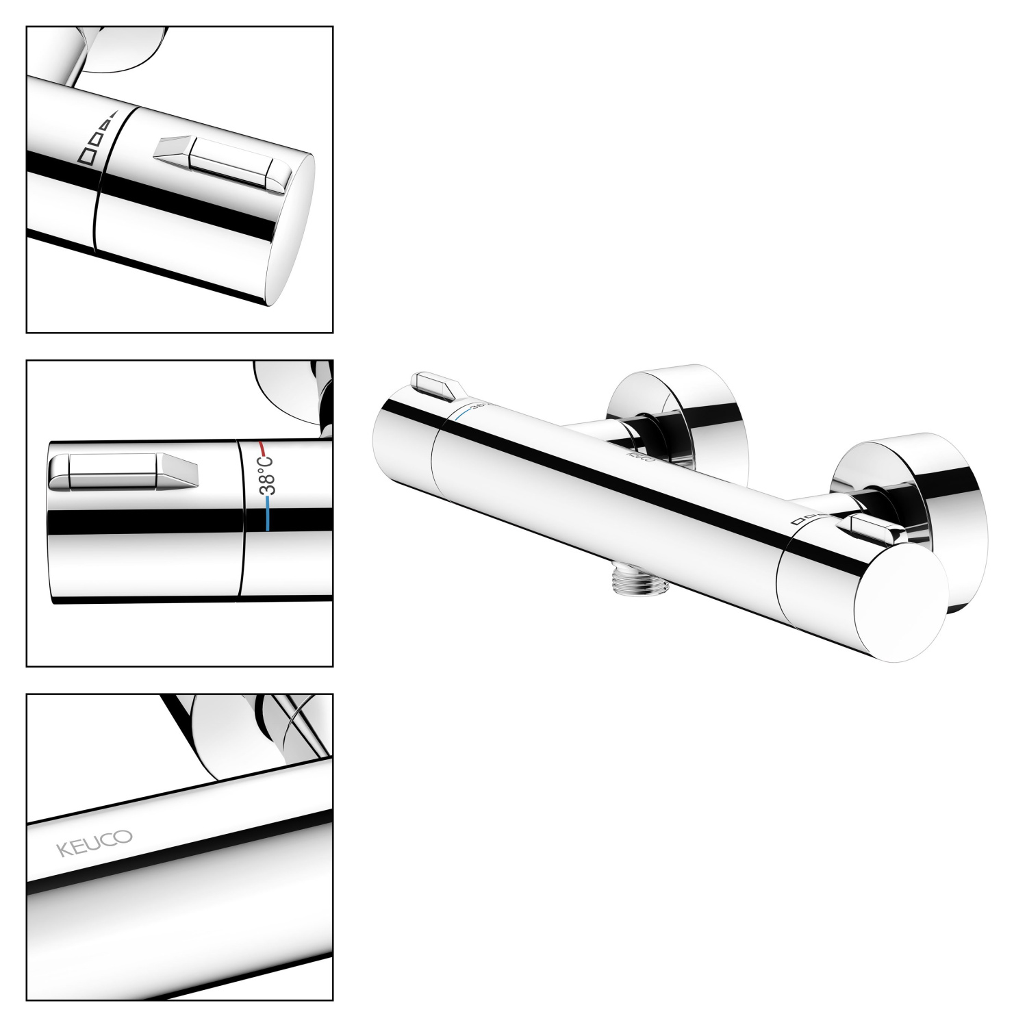 Keuco Plan Blue Термостат для душа с защитой от обратного потока 32,1x10,5x6,4h см, хром 53926 011001