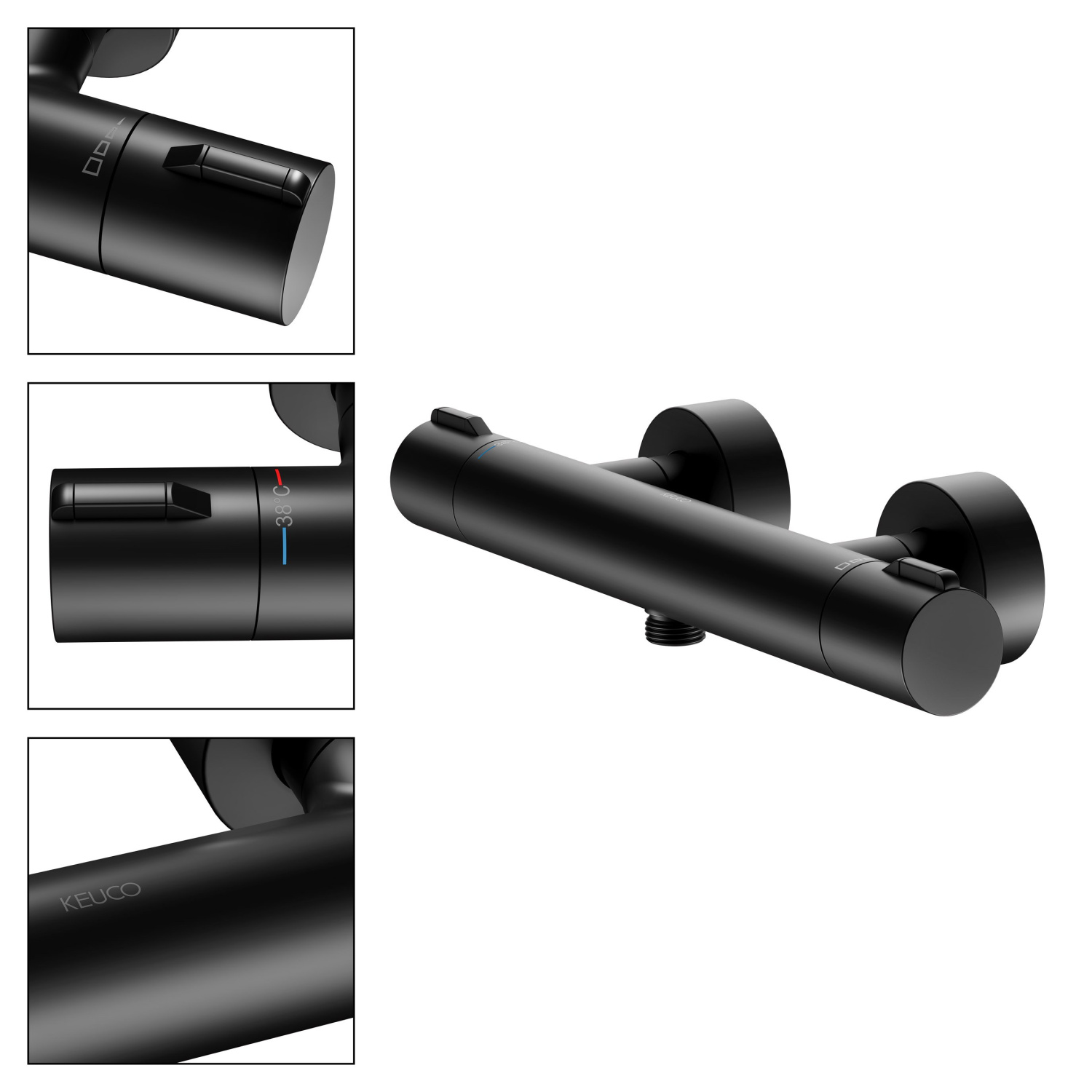 Keuco Plan Blue Термостат для душа с защитой от обратн. потока 32,1x10,5x6,4h см, черный 53926 371001