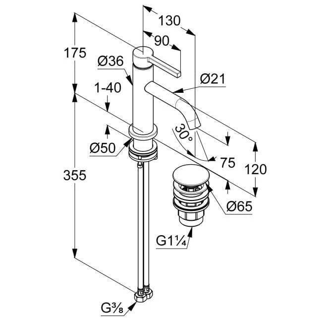 Kludi Nova Fonte Pura Смеситель для раковины, c д/к, длина излива 13 см, цвет: хром 202660515