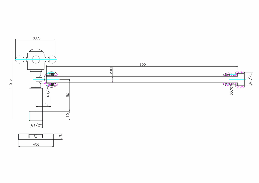 Burlington Вентиль подвода воды к унитазу, цвет: золото глянцевое W25 GOLD