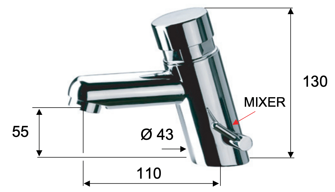 Remer Tempor Смеситель порционный для раковины, без д/к, высота излива 5,5 см, цвет: cromo TE18M