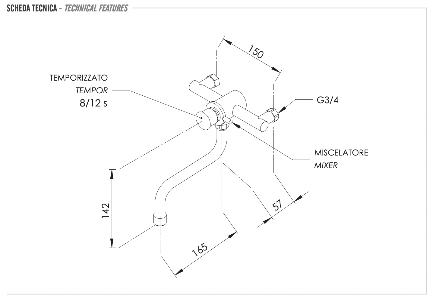 Remer Tempor Смеситель порционный для кухни, цвет: cromo TE41M