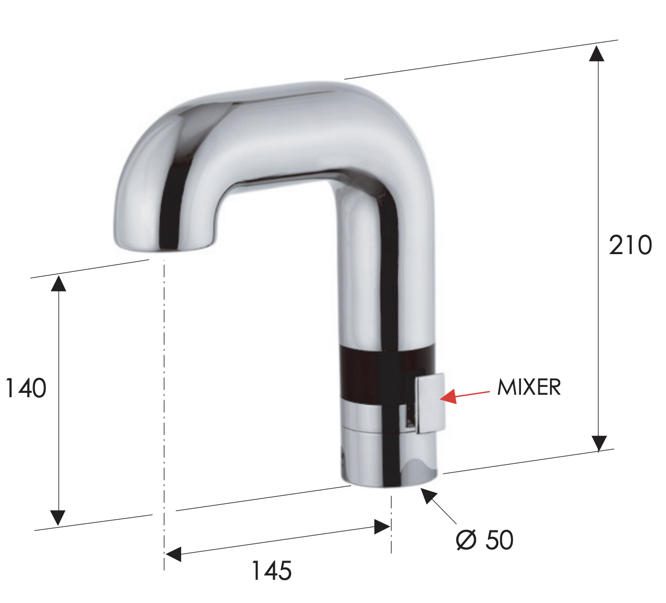 Remer Sensor Смеситель сенсорный для раковины, без донного клапана, высота излива 14 см, цвет: cromo SE14