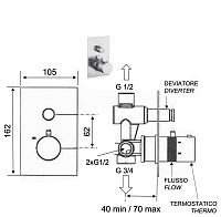 Remer X Style Inox Термостат для ванны встраиваемый, 2 потребителя, цвет: inox spazzolato SSXT09Q