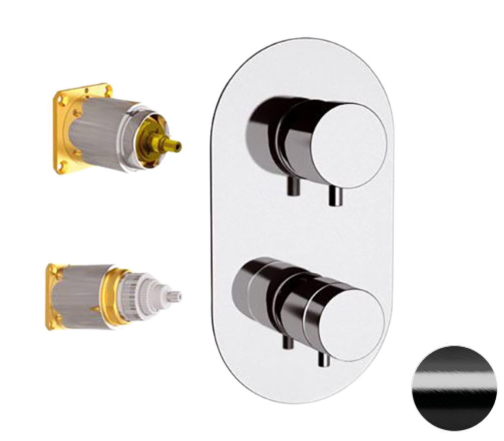 Remer Elegance Термостат для ванны встраиваемый, 3 потребителя, цвет: cromo nero spazzolato NT93KBCFP