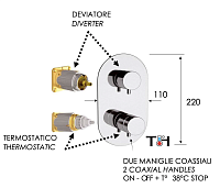 Remer Elegance Термостат для ванны встраиваемый на 3 потребителя, внешняя часть, цвет: oro lucido NT93KBDO
