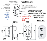 Remer Elegance Термостат для ванны встраиваемый, 3 потребителя, с скрытой частью, цвет: nero opaco NT93NO