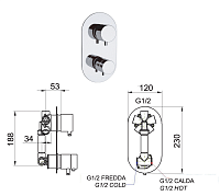 Remer Elegance Термостат для ванны встраиваемый на 4 потребителя, с встраиваемой частью, цвет: cromo NT94