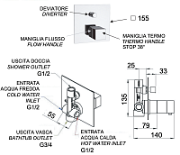 Remer Q-Elegance Термостат для ванны встраиваемый, 2 потребителя, с встраиваемой частью, цвет: cromo QT09