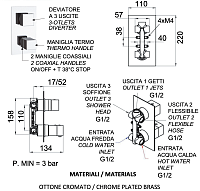 Remer Q-Elegance Термостат для ванны встраиваемый, 3 потребителя, с встраиваемой частью, цвет: cromo QT93