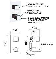 Remer Q-Elegance Термостат для ванны встраиваемый, 4 потребителя, с встраиваемой частью, цвет: cromo QT94