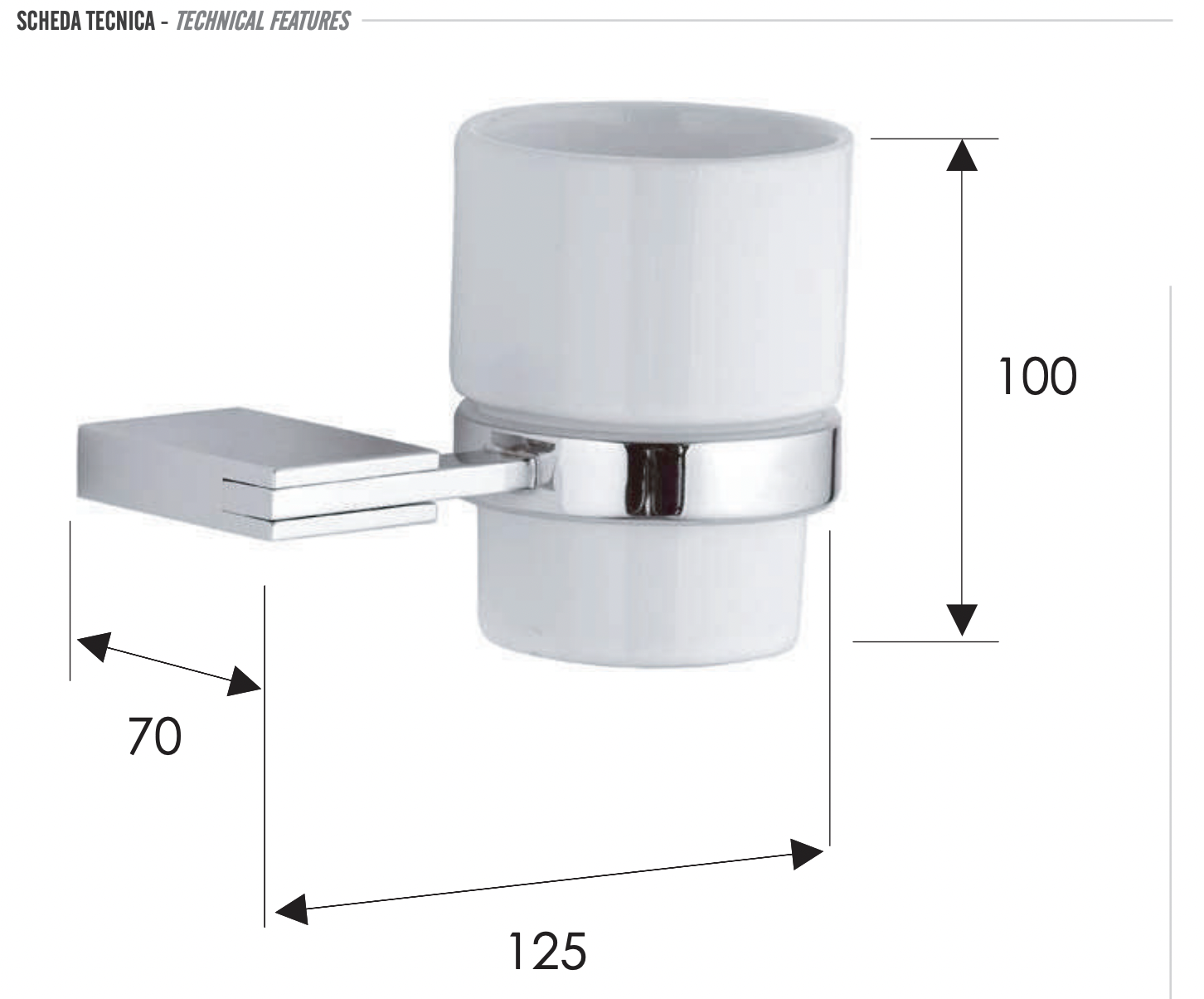 Remer Flat Стакан подвесной, керамический, цвет: cromo FT15CR