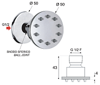 Remer Душевая форсунка бокового душа 5 см, цвет: cromo NX34JET