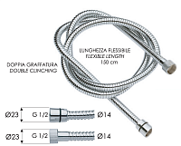 Remer Душевой шланг 120 см, в металлической оплетке, цвет: cromo 333CNES120