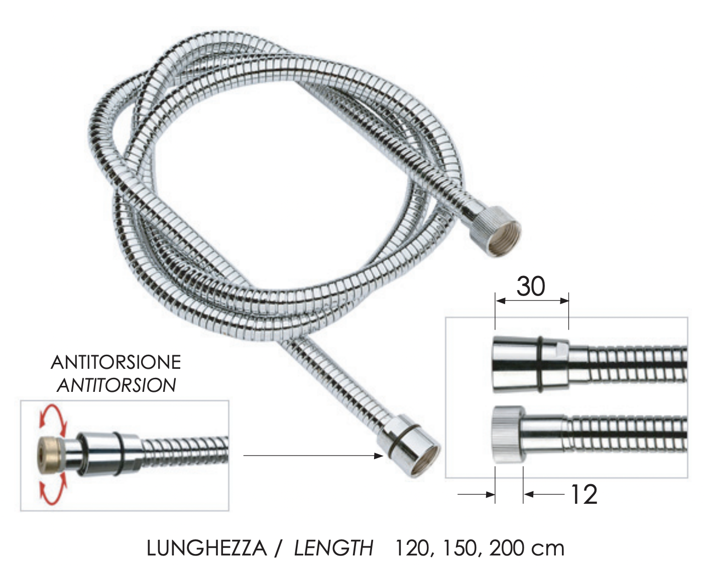 Remer Душевой шланг 150 см, цвет: cromo 333CNDGAT150